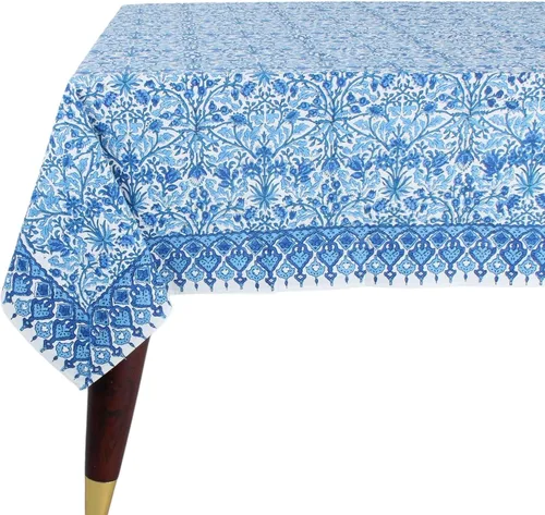 Miniatura 18 de Ridhi Mantel rectangular de algodón con estampado de bloque a mano amarillo mostaza, 102 x 48 pulgadas, reutilizable, decorativo para uso diario