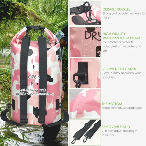 Miniatura 3 de YUMQUA Bolsas secas impermeables 5L/10L/20L/30L/40L para mujeres y hombres, bolsa seca flotante enrollable bolsa de almacenamiento impermeable