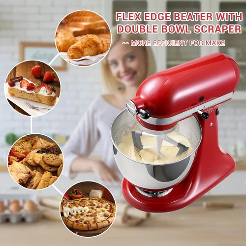 Miniatura 2 de Batidor Flex Edge para KitchenAid de 4.5/5 cuartos de galón con cabezal inclinable, accesorio de paleta para mezclador KitchenAid con raspador