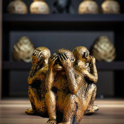 Miniatura 3 de Juego de estatuas de 3 monos sabios – Hear No Evil See No Evil Speak No Evil – Figuras de mono de resina para decoración de oficina y hogar – Opción