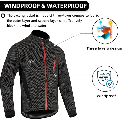 Miniatura 4 de Chaqueta de ciclismo para hombre, forro polar térmico, resistente al viento, transpirable, para ciclismo de montaña, softshell