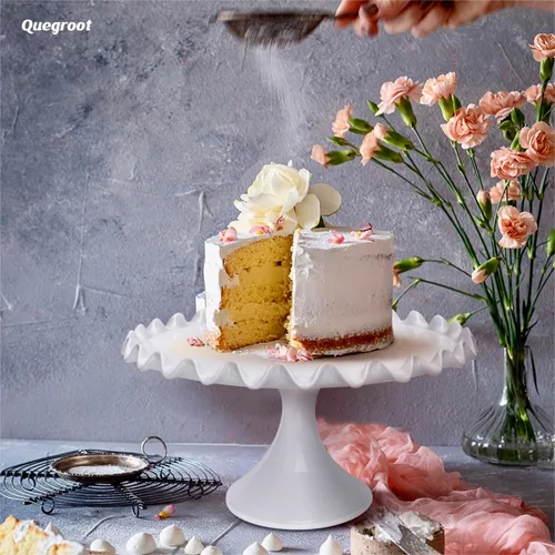 Miniatura 8 de Soporte redondo de porcelana para tartas de 12 pulgadas, soporte de postre blanco para bodas, fiestas de cumpleaños