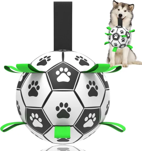 Miniatura 8 de Juguetes para perros con correas, pelota de fútbol de 6" Copa del Mundo, juguetes interactivos para perros para tirón de guerra, juego de jardín