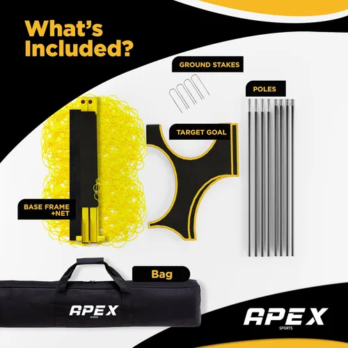 Miniatura 4 de Apex Sports - Portería de fútbol de 12x6 pies con objetivo de precisión – Red de fútbol portátil con objetivo de 10 agujeros extraíble, diseño