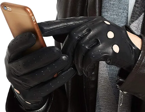 Miniatura 5 de ZLUXURQ Guantes de conducción profesionales de cuero para hombre sin forro, suaves y finos, piel de cordero italiana