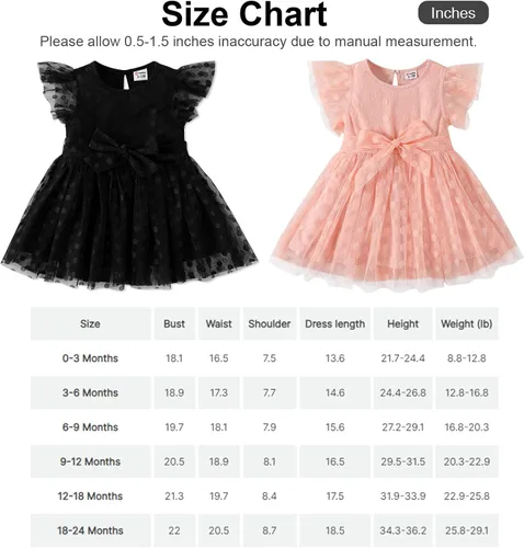 Miniatura 7 de PATPAT Baby Girl Princess Dresses Ruffle Sleeve Tutu Dress Butterfly Tulle Dress Flower Girl Party Birthday Dresses