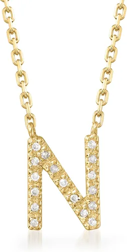 Miniatura 5 de Ross-Simons Collar con inicial acentuada de diamante en oro de 18 quilates sobre plata de ley