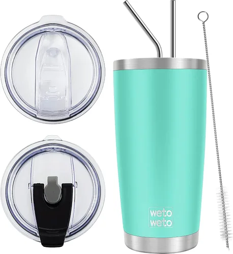Miniatura 24 de WETOWETO - Vaso de viaje con aislamiento de 20 onzas, de acero inoxidable, con doble pared, a prueba de fugas, taza de café con revestimiento