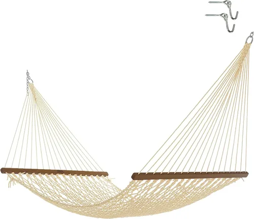 Miniatura 15 de Nags Head Hammocks First Mate - Hamaca de cuerda DuraCord azul marino, 12 pies x 50 pulgadas, capacidad de 450 libras, barra esparcidora Cumaru
