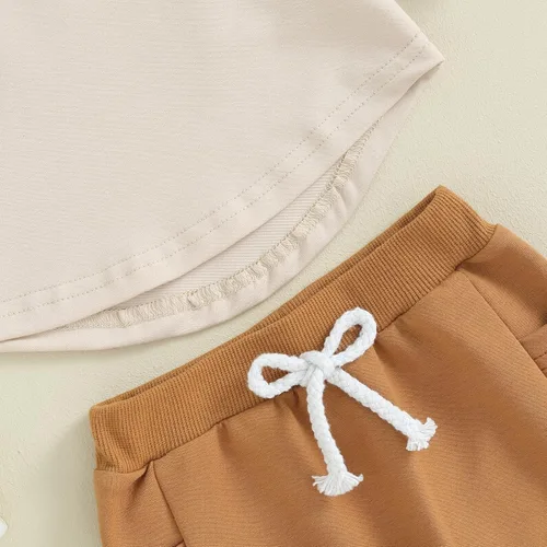 Miniatura 6 de Toddler Baby Boy Fall Outfit Contrast Color Sweatshirt Tops with Elastic Waist Pants Cute Infant Newborn Winter Clothes