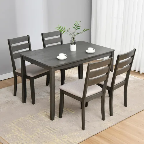 Miniatura 8 de DUHOME Mesa de comedor de madera negra de 47.2 pulgadas, mesa rectangular de madera maciza, mesa de comedor de cocina que ahorra espacio