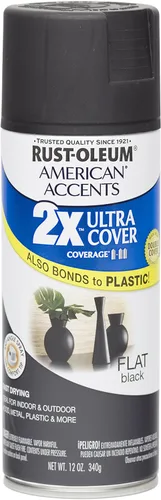 Rust Oleum 280711 American Accents Ultra Cover 2X Pintura en aerosol, negro plano, 12 onzas Negro (Flat Black)