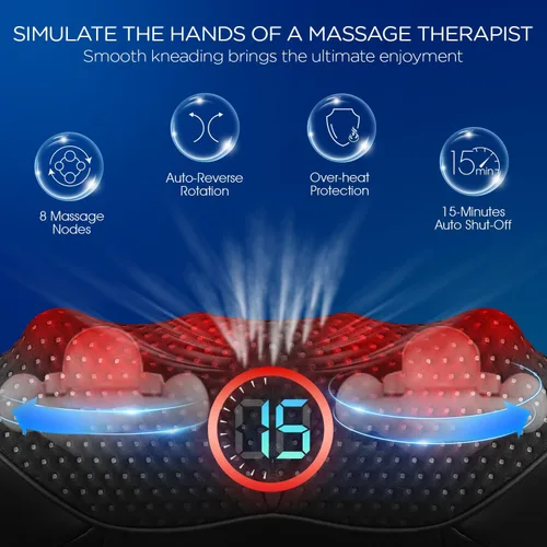 Miniatura 5 de Shiatsu - Masajeador de cuello y espalda con calor, masaje eléctrico de tejido profundo 4D para hombro, espalda, cuello y cuerpo completo, alivio