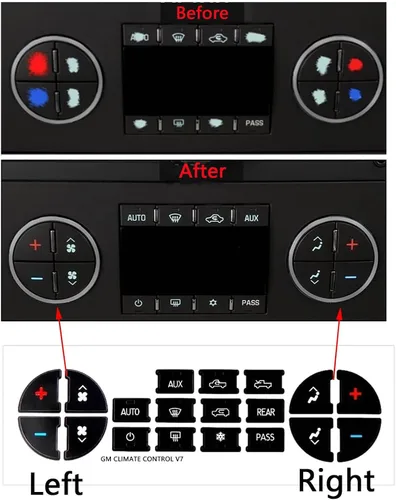 Miniatura 4 de x xotic tech Paquete de 2 calcomanías de botón de CA para automóvil, kit de reparación de botón de control de CA, compatible con Chevy Silverado