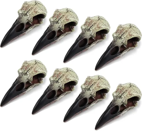 Miniatura 14 de Geetery 1 Pcs Figurina de Calavera de Cuervo de Halloween Carroñero Gótico Escultura de Pared Colgante Estatua de Calavera de Cuervo de Resina