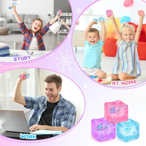 Miniatura 6 de Gretex Cubo de hielo Fidget Toy para todas las edades: paquete de 3 cubos suaves sensoriales Fidget cubo de hielo bola de estrés Squishy Cube