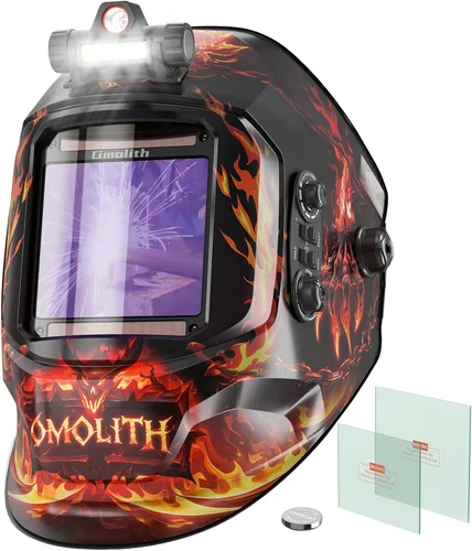 Miniatura 9 de 1/1/1/1 Casco de soldadura con oscurecimiento automático, color real, con luz, funciona con energía solar, con sombra ancha 4/9-13 para TIG, MIG
