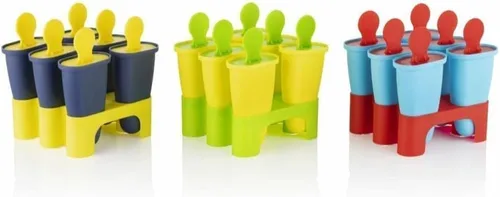 Miniatura 7 de Juego de 6 moldes de plástico reutilizables para hacer paletas heladas, moldes para helados congelados, bandeja para helados Kulfi Candy Ice Lolly