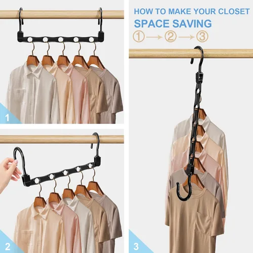 Miniatura 5 de Paquete de 8 perchas para ahorrar espacio, ahorro de espacio, almacenamiento inteligente de plástico, organizador de ropa y almacenamiento