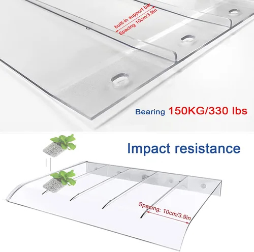 Miniatura 6 de Toldo moderno de policarbonato para puerta delantera, toldo curvado para puerta, toldo para puerta de patio, toldo invisible para puerta, toldo