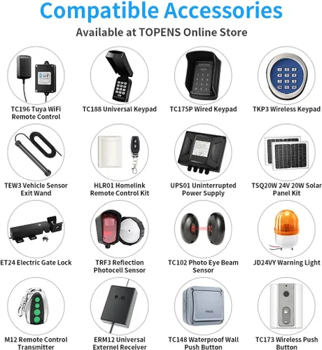 Miniatura 8 de TOPENS AT6131 - Abridor de puerta abatible de un solo batiente de servicio medio, motor de puerta automática para puertas abatibles de un solo