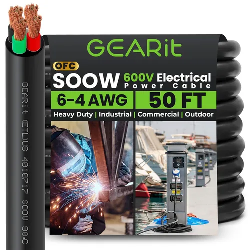 Miniatura 41 de GEARit Cable de alimentación portátil 6/3 6 AWG (100 pies - 3 conductores) SOOW 600V Cable eléctrico de calibre 6 para derivaciones de motor, luces