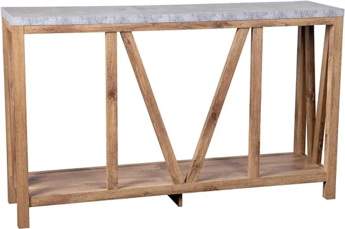 Miniatura 5 de Flash Furniture Charlotte Farmhouse - Mesa consola de 2 niveles, marco de madera de ingeniería con acabado de roble cálido, mesa con acabado