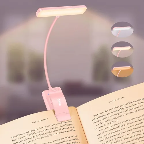 Miniatura 11 de Gritin Luz de Lectura Recargable de 19 LED para Leer en la Cama con Función de Memoria, Cuidado de los Ojos, 3 Temperaturas de Color, Brillo