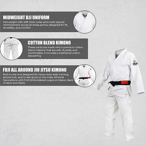 Miniatura 6 de FUJI Kids All-Around Brazilian Style Jiu Jitsu Uniform with C0-Sized White Belt