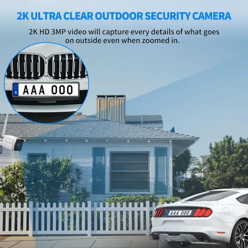Miniatura 2 de Septekon Paquete de 2 cámaras de seguridad para exteriores 2K, cámaras WiFi para seguridad del hogar exterior con detección de movimiento