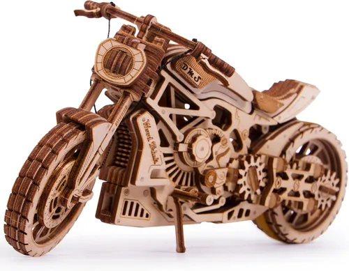 Wood Trick Motocicleta con banda de goma para paseos con motor de hasta 16 pies, kits de modelos mecánicos para adultos, rompecabezas de madera 3D