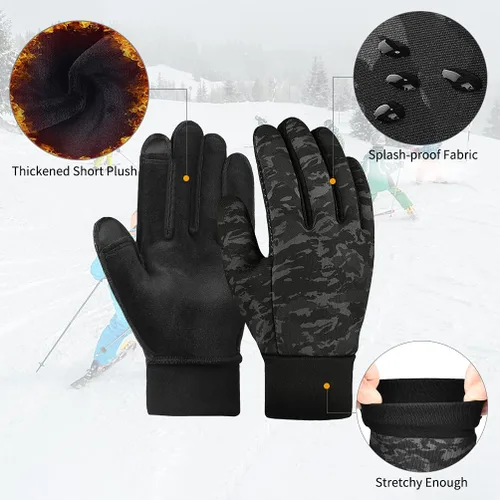 Miniatura 4 de Guantes cálidos de invierno para niños con agarre, guantes térmicos de forro polar para correr, ciclismo, pantalla táctil, clima frío, suaves