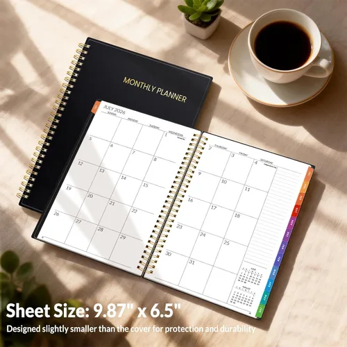 Miniatura 6 de SUNEE Agenda mensual 2026-2027 – Calendario de 18 meses desde julio de 2026 a diciembre de 2027, agenda anual de 7 x 10 pulgadas con pestañas