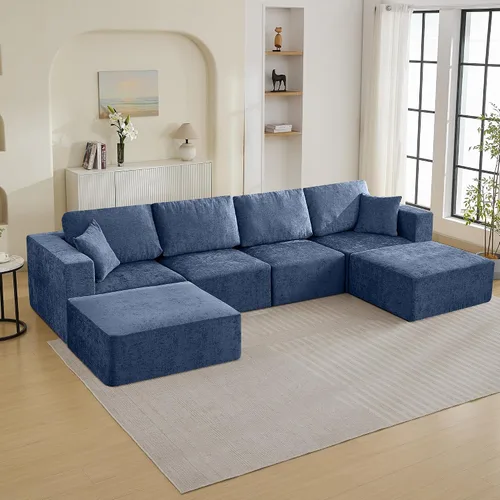 Miniatura 32 de Sofá modular Cloud de 3 plazas sin hueso de 115 pulgadas para habitación familiar, sofá sin espinas comprimida de espuma viscoelástica con asiento