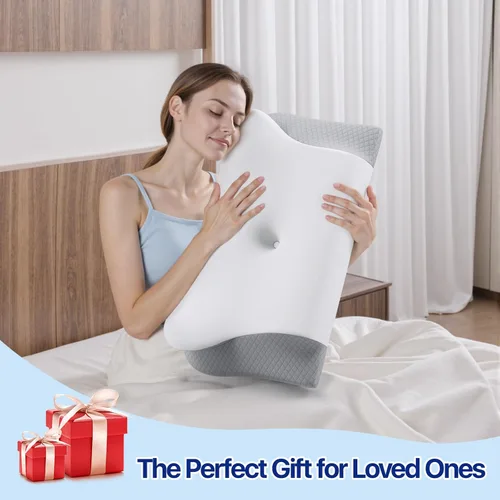 Miniatura 8 de Almohada cervical de espuma viscoelástica para el cuello - Almohada cervical ergonómica contorneada para durmientes laterales, de espalda y sobre