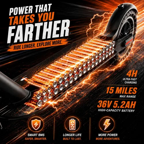 Miniatura 4 de Patinete eléctrico, motor de 350 W-500 W, 9 MPH a 22 MPH, rango de 10-41 millas, suspensión doble, freno dual, control de aplicación, scooter Naranja