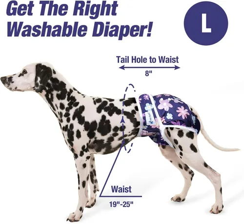 Miniatura 5 de Pet Soft Pañales lavables para hembra (paquete de 3) – Pañales para perras, cómodos pañales reutilizables para perritos en período de calor (Flor, L)