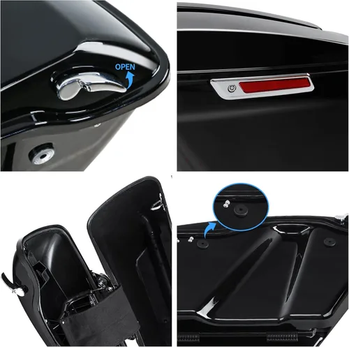 Miniatura 7 de TCMT Alforjas alargadas de 5 pulgadas con llave de cierre para Harley 2014-2024 Touring Road King Electra Street Glide Alforjas Estilo F