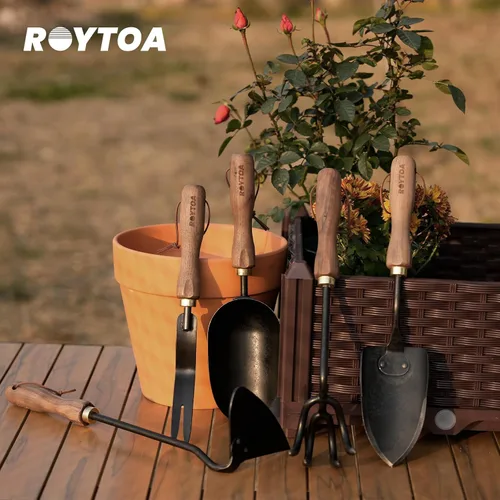 Miniatura 7 de ROYTOA Juego de herramientas de jardín, 5 herramientas de jardinería, cultivador manual de acero inoxidable, azadas, pala, paleta y desbrozadora
