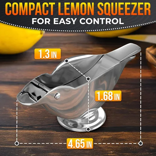 Miniatura 2 de Exprimidor de Limón Bird con Boca de Vaciado - Exprimidor Cítrico Manual Prensa de Frutas de Mano para Limones y Limas De Acero Inoxidable