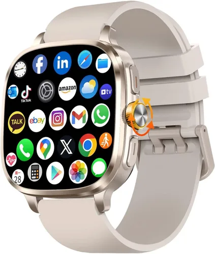 Reloj inteligente para hombres y mujeres, reloj de fitness HD de 2.4 pulgadas con fotografía HD giratoria de 190°, resolución de 410 x 502,