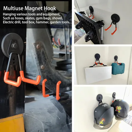 Miniatura 6 de Ganchos magnéticos resistentes, ganchos magnéticos grandes y fuertes para colgar, ganchos magnéticos para herramientas con revestimiento de goma