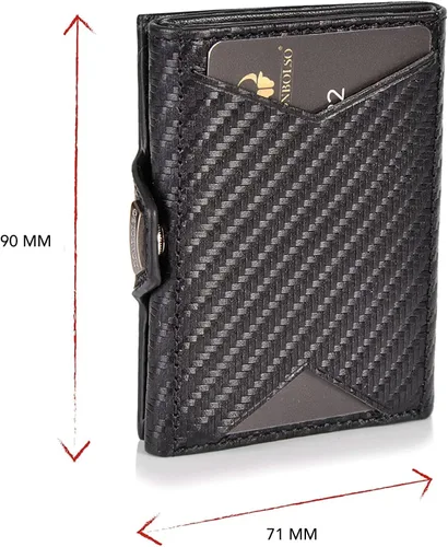 Miniatura 6 de DONBOLSO Wallet NextGen I - Cartera delgada moderna sin bolsillo para monedas, hasta 11 tarjetas, Cuero de fibra de carbono, Moderno