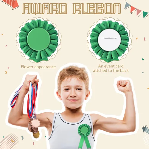 Miniatura 3 de 12 Piezas de Cinta de Premio en Blanco Medalla de Roseta 1er Lugar Ganador Victoria Reconocimiento Participación para Competencia Evento Deportivo