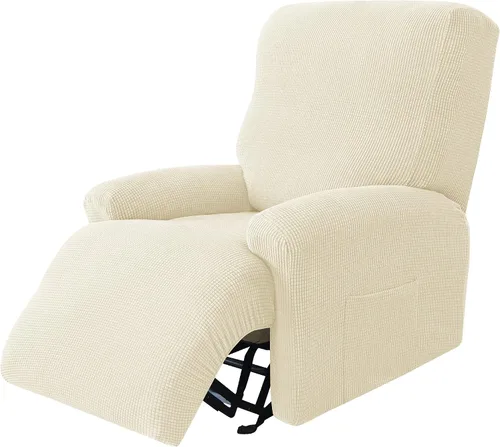 Miniatura 17 de CONRUSER Funda elástica para sillón reclinable, 4 piezas, funda gruesa para sofá de un solo asiento, funda de jacquard suave para sillón reclinable