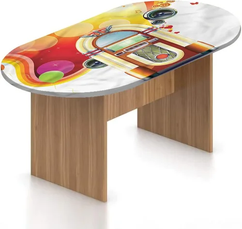 Miniatura 9 de Mantel ovalado ajustable, mantel abstracto de poliéster elástico, estampado de surfista artístico, ondulado como punto vívido y estampado de sol