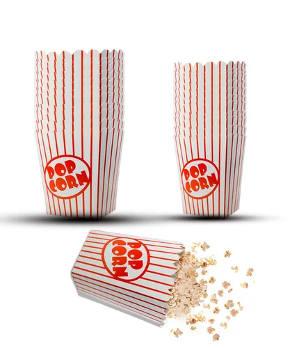 Paquete de 25 cajas de palomitas de maíz, bolsas de palomitas de maíz para fiestas, bolsas de palomitas de maíz rojas y blancas para palomitas de