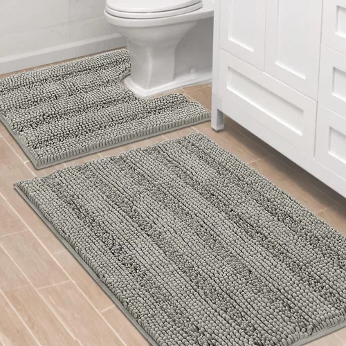 Miniatura 116 de H.VERSAILTEX - Alfombras de baño, juego de 2 piezas, alfombra de contorno para baño, juego de alfombras para inodoro, alfombra antideslizante