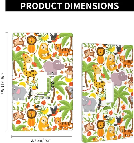 Miniatura 4 de Cubierta de interruptor de luz de animales de la jungla Tigre Koala Jirafa linda, cubierta de interruptor de pared de palanca única decorativa de 1