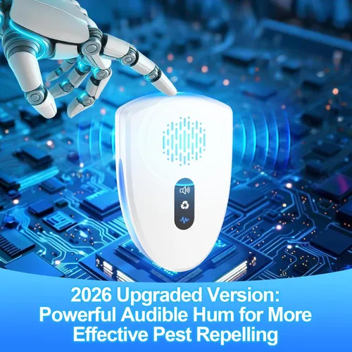 Miniatura 7 de Repelente ultrasónico de control de plagas actualizado 2026, repelente de ratones para interiores para arañas, insectos, cucarachas, hormigas